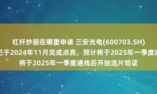 杠杆炒股在哪里申请 三安光电(600703.SH)：安意法首期产线已于2024年11月完成点亮，预计将于2025年一季度通线后开始流片验证