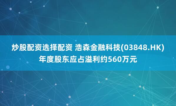 炒股配资选择配资 浩森金融科技(03848.HK)年度股东应占溢利约560万元