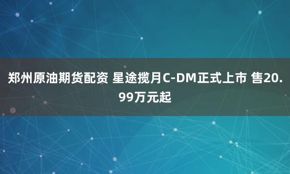 郑州原油期货配资 星途揽月C-DM正式上市 售20.99万元起