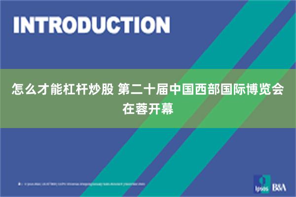 怎么才能杠杆炒股 第二十届中国西部国际博览会在蓉开幕